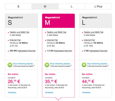 Screenshot Telekom-Seite