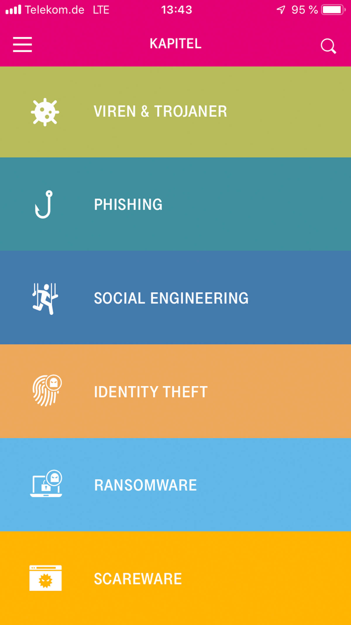 Cybercrime-Themen in der App Cyberkitchen